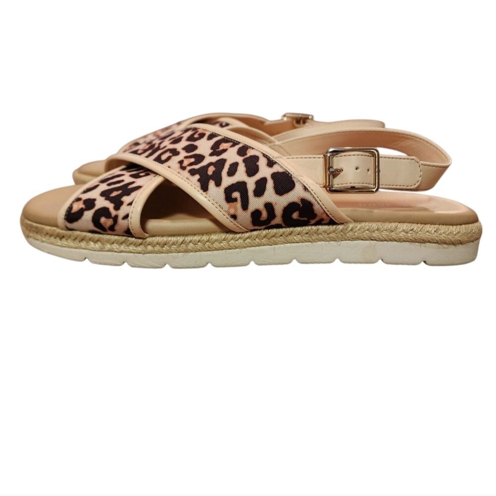 Easy Spirit Leopard Animal Print Criss Cross Slingback Sandals Women12M Casual - Picture 4 of 12